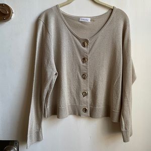 Calvin Klein shimmery cardigan with gold toggles
